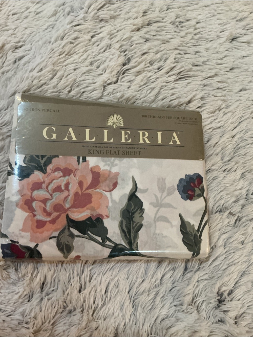 Galleria King Flat Sheet & 2 Standard Pillowcases Floral Bedding Set New - Picture 7 of 12
